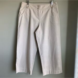 LIZ CLAIBORNE Linen Blend Cropped Wide Leg Pant |‎ Natural | Size 10